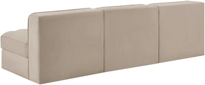 Rummi - Velvet Performance Fabric Upholstered 3 Piece Modular Armless Sofa