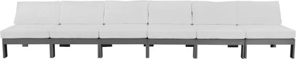 Nizuc - Outdoor Patio 6 Seat Armless Modular Sofa With Gray Frame