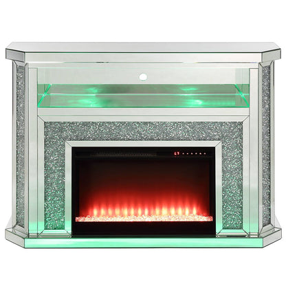 Noralie - 51" Fireplace With LED - Mirrored & Faux Diamonds
