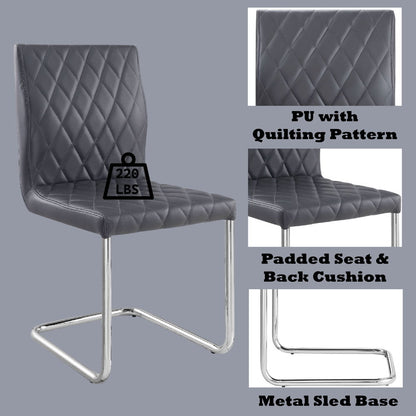 Ansonia - Side Chair (Set of 2) - Gray Synthetic Leather & Chrome