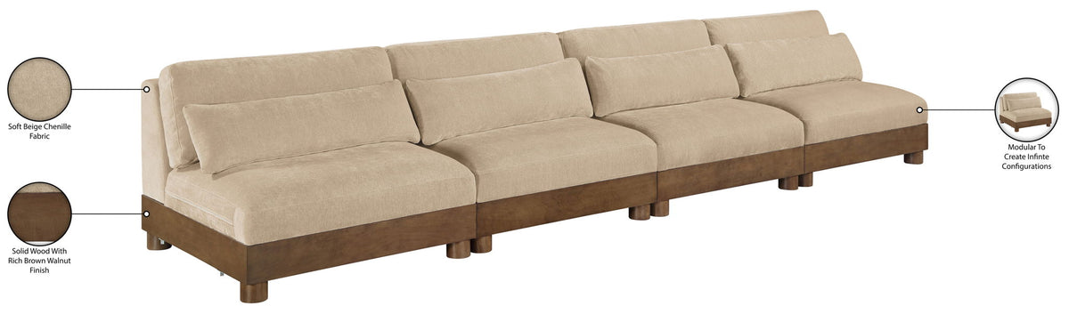 Turin - Chenille Fabric Upholstered Modular Sectional - Beige