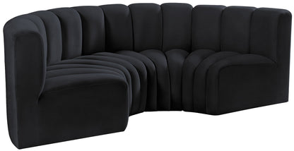 Arc - Velvet 4 Piece U-Shaped Modular Sofa