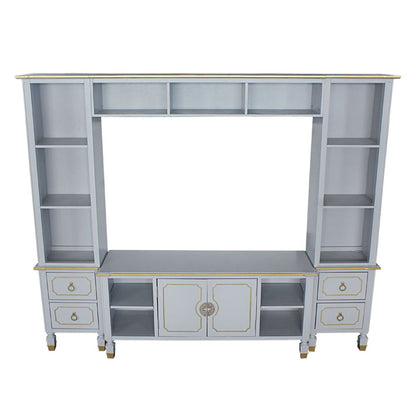 House Marchese - Entertainment Center - Gold Trim & Pearl Gray