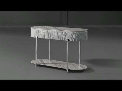 Yukino - Sofa Table - Gray High Gloss & Chrome