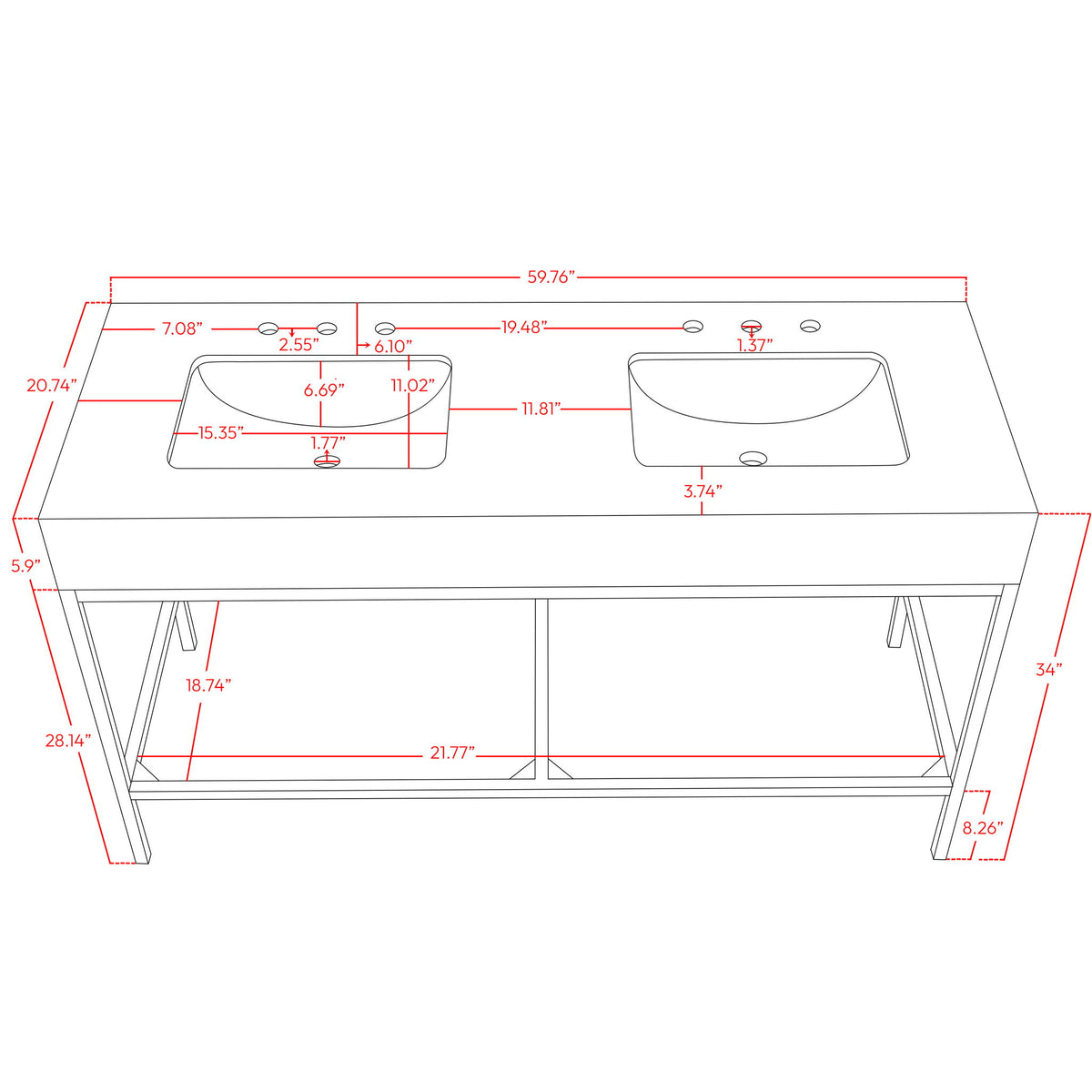 Marmo - Engineered Marble Bathroom Vanity With Chrome Base