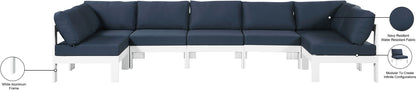 Nizuc - Outdoor Patio 7 Piece Modular Sectional With White Frame
