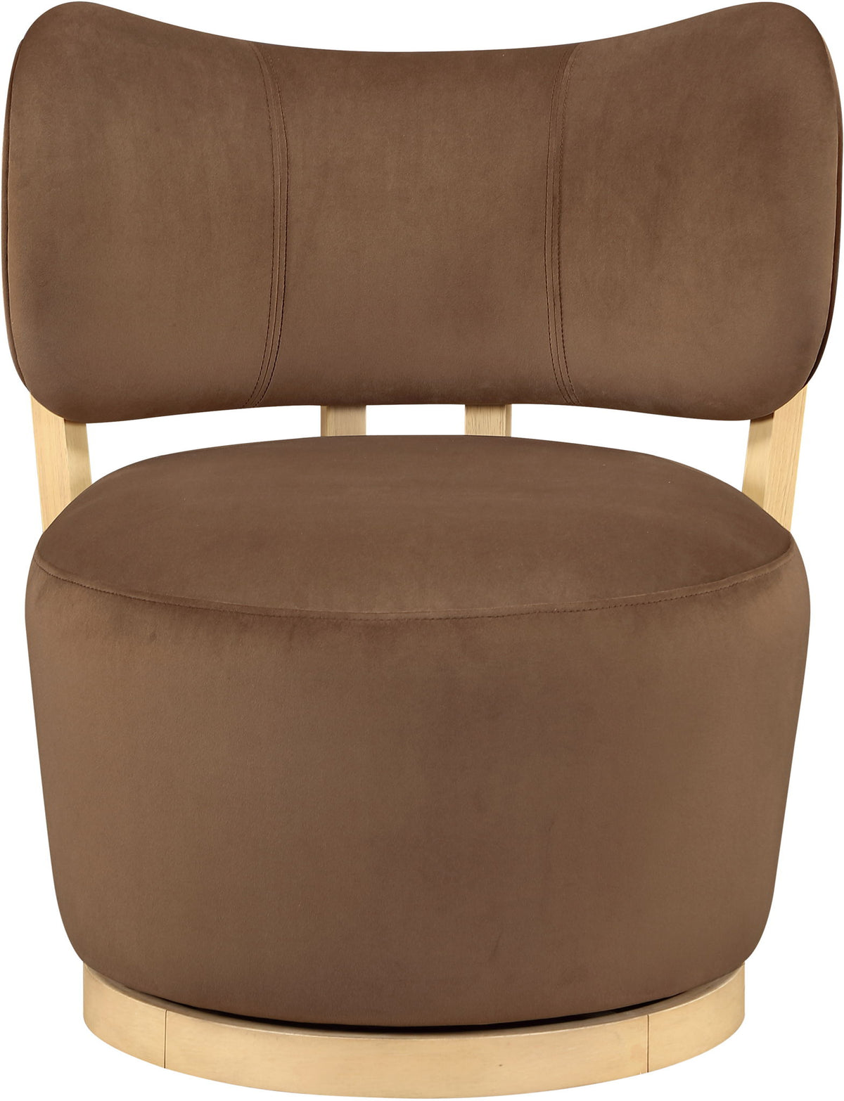 Elara - Velvet Upholstered Swivel Accent Chair - Stained Natural