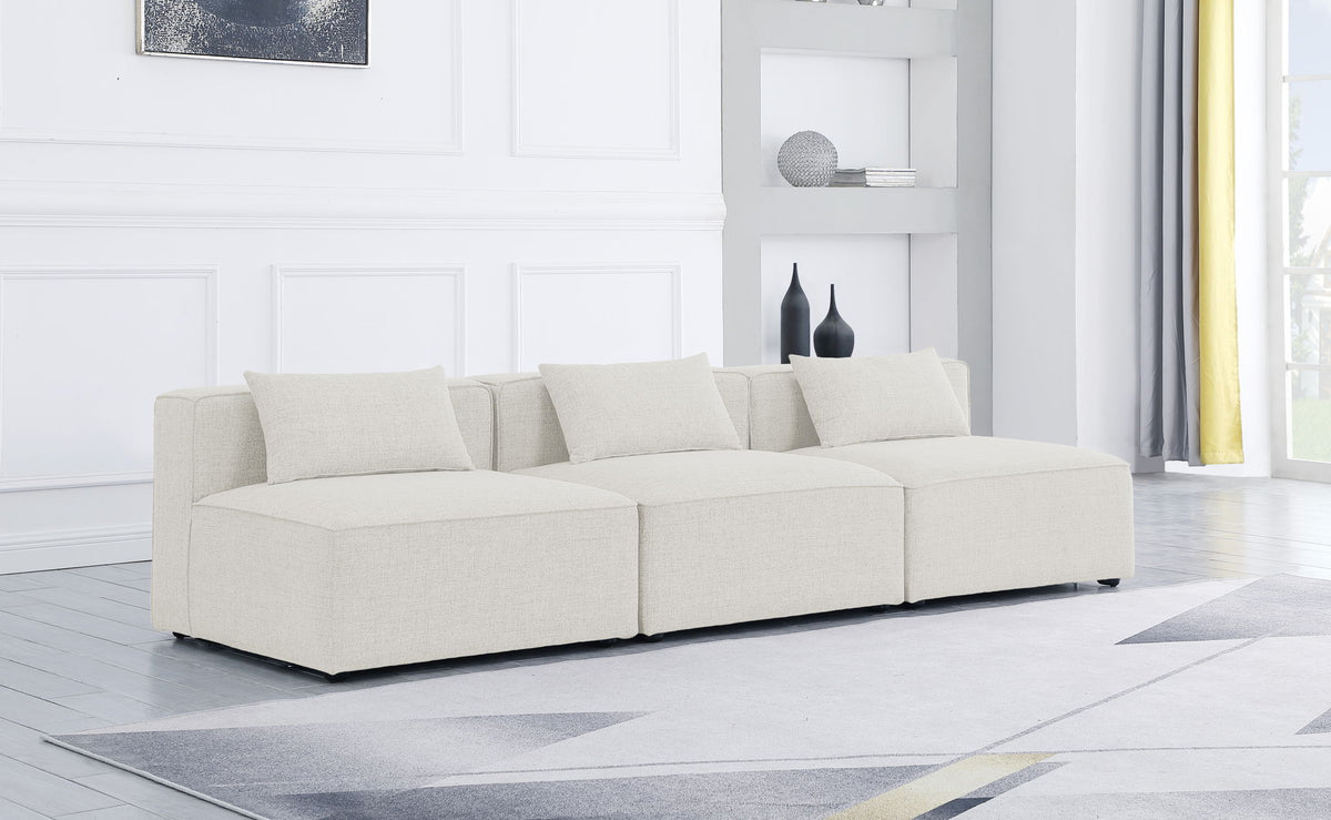 Cube - Linen Modular 3 Seat Armless Sofa