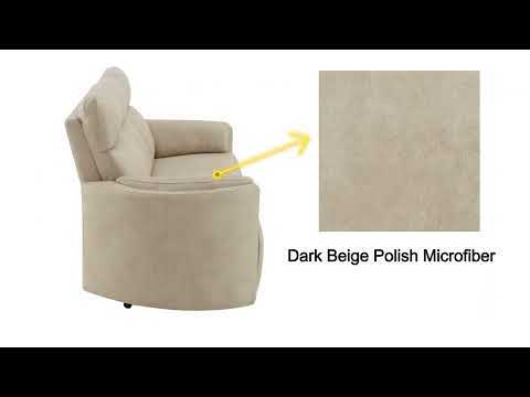 Elison - Motion Sofa - Dark Beige Polish Microfiber
