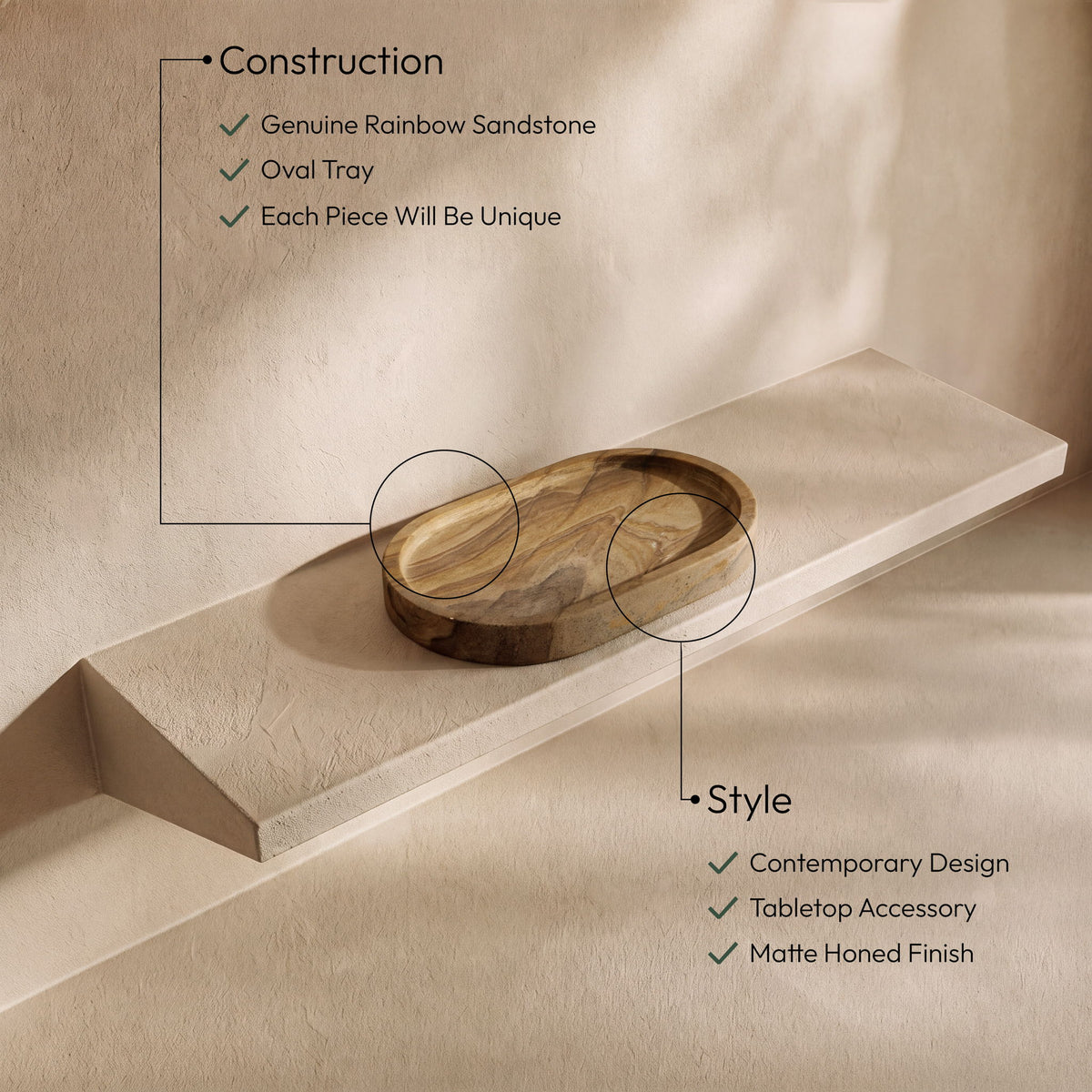 Ophelia - Sandstone Tray - Sand