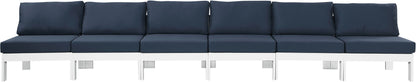 Nizuc - Outdoor Patio 6 Seat Armless Modular Sofa With White Frame