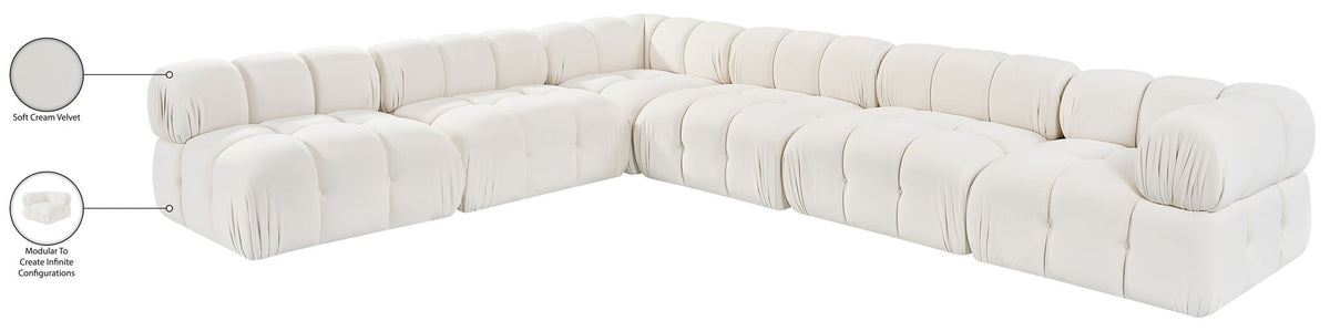Orin - Velvet 6 Piece Modular L-Shaped Sectional