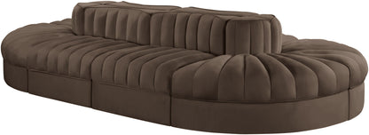 Rummi - Oval Velvet Performance Fabric Upholstered 8 Piece Modular Sectional