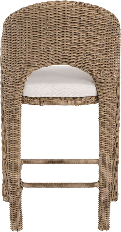 Seacrest - Olefin Water Resistant Fabric And Wicker Outdoor Patio Bar Stool