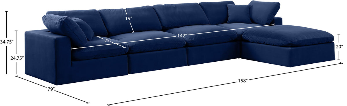Comfy - 5 Piece Velvet Modular Sectional With Chaise