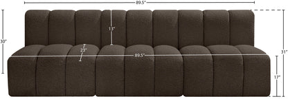 Arc - Boucle Fabric 3 Piece Modular Straight Sofa - Brown