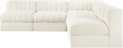 Rummi - Armless Velvet Performance Fabric Upholstered 5 Piece Modular Sectional