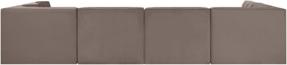 Rummi - Armless Velvet Performance Fabric Upholstered 6 Piece Modular Sectional
