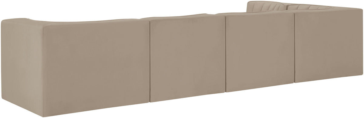 Rummi - Velvet Performance Fabric Upholstered 5 Piece Modular Sectional, L-Shaped (Right)