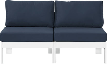 Nizuc - Outdoor Patio 2 Seat Armless Modular Sofa With White Frame