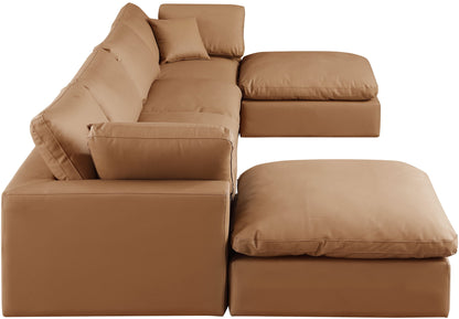 Comfy - 6 Piece Faux Leather Modular Double Chaise Sectional