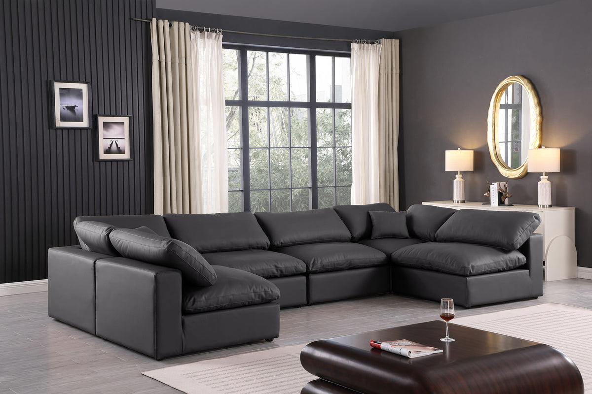 Comfy - 6 Piece Faux Leather Modular Armless Sectional