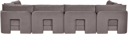 Hammond - Velvet Performance Fabric Upholstered 6 Piece U-Shaped Armless Sectional