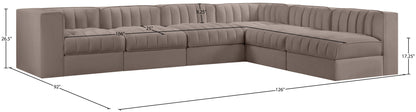 Rummi - Velvet Performance Fabric Upholstered 6 Piece Modular Sectional