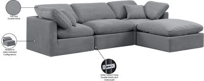 Indulge - Velvet 4 Piece Modular Sectional With Chaise
