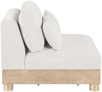 Turin - Chenille Fabric Upholstered Modular Armless Chair - Natural Base
