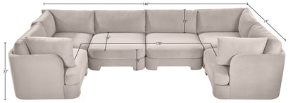 Hammond - Velvet Performance Fabric Upholstered 6 Piece U-Shaped Sectional