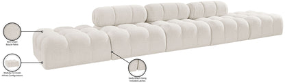 Ames - 5 Piece Boucle Upholstered Modular Sofa With 2 Armless Seats