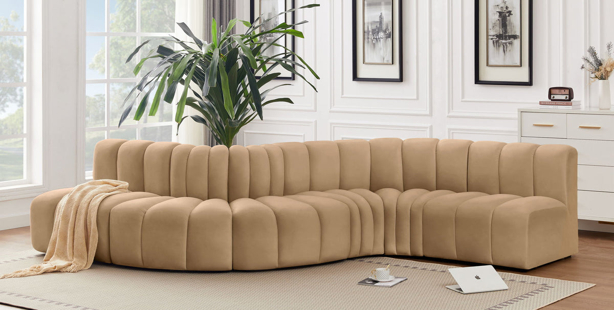 Arc - Velvet 6 Piece Curved Modular Sofa