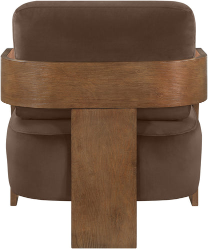 Cedra - Velvet Performance Fabric Upholstered Accent Chair - Brown Frame