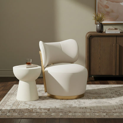 Elara - Velvet Upholstered Swivel Accent Chair - Stained Natural