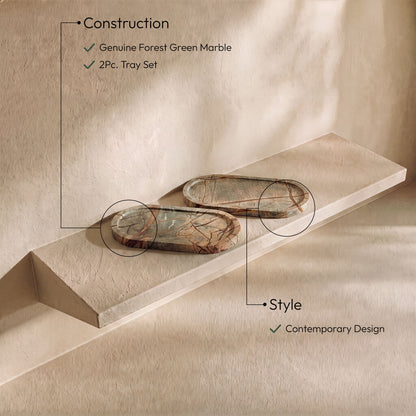 Vanta - Genuine Marble Tray (Set of 2)