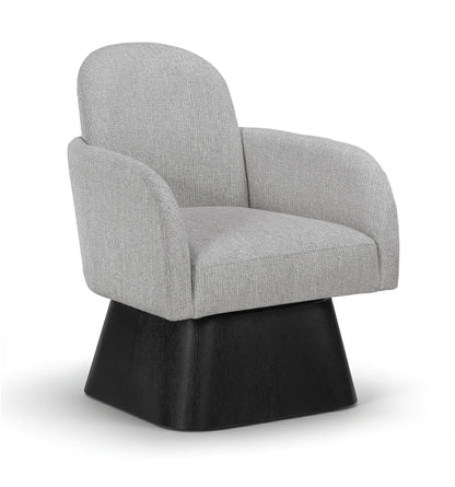 Marlowe - Linen Textured Fabric Upholstered Swivel Accent Chair - Stained Black