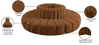 Arc - Velvet 8 Piece Round Modular Sofa - Saddle