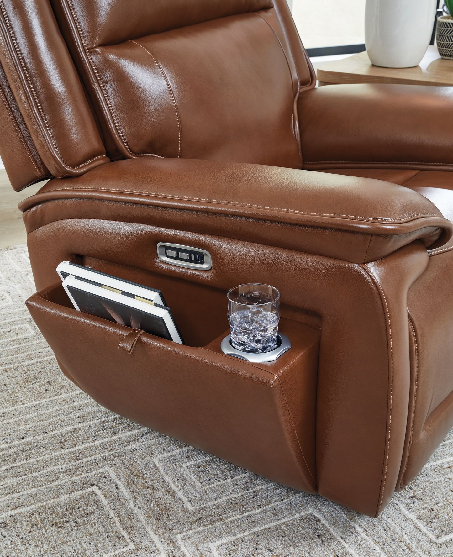 Healy Pier - Power Recliner / Adj Headrest - Chocolate