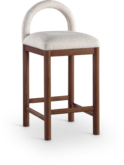 Conrad - Linen Counter Stool With Brown Legs
