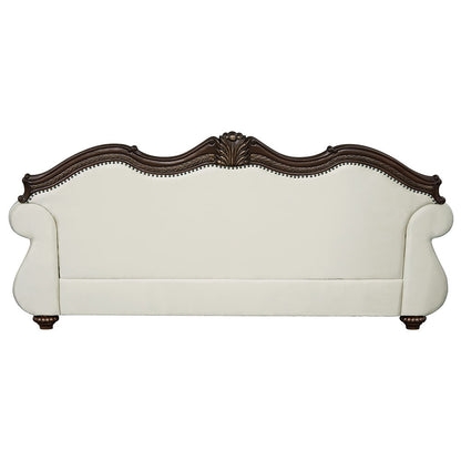 Pierce - Sofa With 5 Pillows - Beige Fabric & Cherry