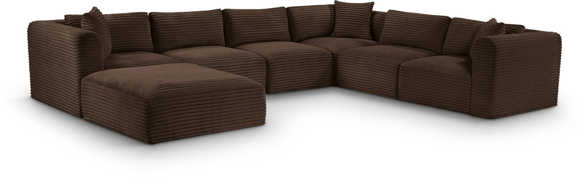 Shaggy - 7 Piece Modular U-Shaped Sectional With Ottoman
