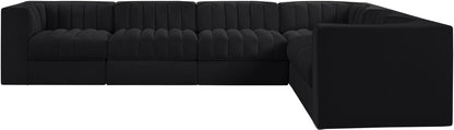Rummi - Velvet Performance Fabric Upholstered 6 Piece Modular Sectional (With 3 Corner Chairs)