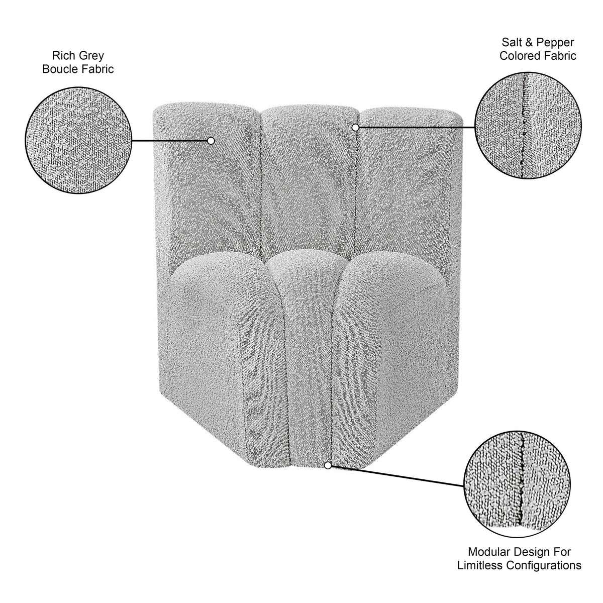 Arc - Boucle Fabric Curved Corner Chair