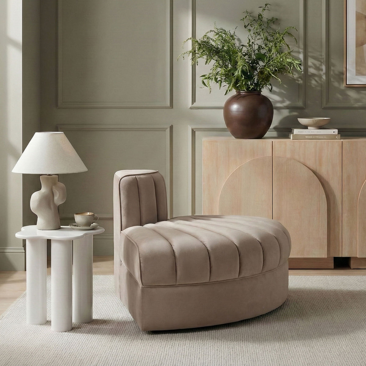 Rummi - Velvet Performance Fabric Upholstered Modular Chair