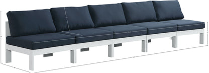 Nizuc - Outdoor Patio 5 Seat Modular Armless Sofa With White Frame