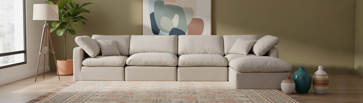 Indulge - Linen 5 Piece Modular Sectional With Chaise
