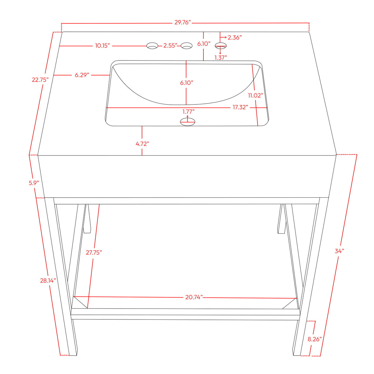 Marmo - Engineered Marble Bathroom Vanity With Black Base