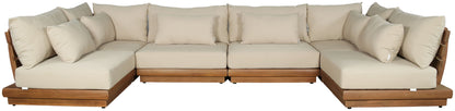 Mirella - 6 Piece Water Resistant Fabric Upholstered Outdoor Patio Modular Sectional