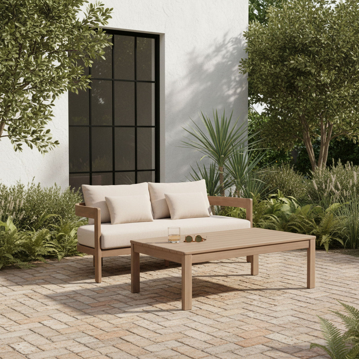 Newport - Water Resistant Fabric 65" Upholstered Outdoor Patio Loveseat
